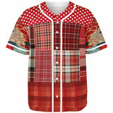 Jersey Salsa Plaid Patchwork Button Front Jersey Baseball Jersey - Thathoodyshop
