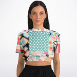 Old Miami Geometric Trefoil Cropped Sweater Cropped Short Sleeve Sweater - Thathoodyshop