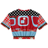 Red Pacific Palisades Plaid Cropped Sweater Cropped Short Sleeve Sweater - Thathoodyshop