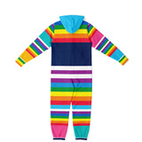 Blue Horizon Rainbow Stripe Fleece Unisex Romper Fleece Jumpsuit - Thathoodyshop