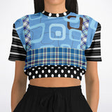 Pacific Palisades Blue Geo Cropped Sweater Athletic Cropped Short Sleeve Sweatshirt - AOP - Thathoodyshop