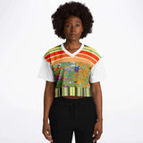 Secret Garden Floral Striped Crop Jersey Cropped Football Jersey - Thathoodyshop