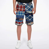 Andromeda Blue Patchwork Basketball Shorts Basketball Shorts - Thathoodyshop
