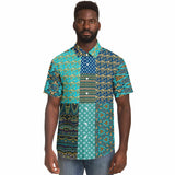 Many Blessings Horus Eye Patchwork Button Down Shirt Short Sleeve Button Down Shirt - Thathoodyshop