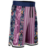 Purple Jamboree Striped Basketball Shorts Basketball Shorts - Thathoodyshop