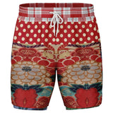Busan Fleur Floral Plaid Patchwork Compression Activity Shorts Running Shorts - Thathoodyshop