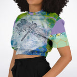 Dragonfly Cropped Fleece Sweater Cropped Short Sleeve Sweater - Thathoodyshop