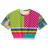 OG San Diego Polka Dot Patchwork Cropped Sweater Cropped Short Sleeve Sweatshirt - Thathoodyshop