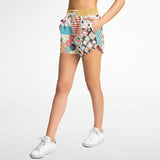Old Miami Geo Patchwork Running Shorts Running Shorts - Thathoodyshop