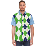 Green Par 4 S/S Button Down Shirt Short Sleeve Button Down Shirt - AOP - Thathoodyshop