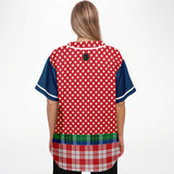 Busan Fleur Plaid Patchwork Button Front Jersey Baseball Jersey - Thathoodyshop
