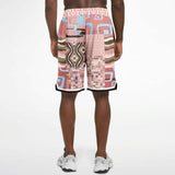 Pink Geo Patchwork Basketball Shorts Basketball Shorts - Thathoodyshop