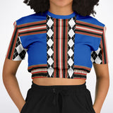 Argyle Blue DLX Cropped Sweater Cropped Sweater - Thathoodyshop