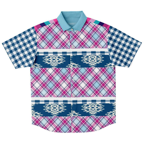 Purple Haze Plaid S/S Button Down Shirt Short Sleeve Button Down Shirt - Thathoodyshop