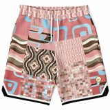 Pink Geo Patchwork Basketball Shorts Basketball Shorts - Thathoodyshop