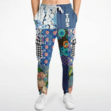 Blue Andalusian Patchwork Unisex Eco-Poly Cargo Sweats Cargo Sweatpants - Thathoodyshop
