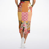 Yogananda Red Floral Patchwork Eco-Poly Long Pocket Skirt Long Pocket Skirt - Thathoodyshop