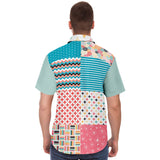 Old Miami Polka Dot Patchwork Button Down Shirt Short Sleeve Button Down Shirt - Thathoodyshop