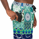 Mykonos Peacock Tile Patchwork Print Joggers Joggers - Thathoodyshop