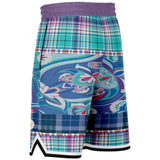 Cerulean Plaid Paisley Basketball Shorts Basketball Shorts - Thathoodyshop