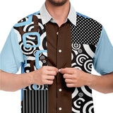 Pacific Palisades Patchwork Button Down Shirt Short Sleeve Button Down Shirt - Thathoodyshop