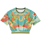 The Koi Dragon Cropped Sweater Cropped Short Sleeve Sweater - Thathoodyshop