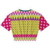 Hello Janis! Pink Geo Giraffe Print Short Sleeve Cropped Sweater Cropped Short Sleeve Sweatshirt - Thathoodyshop