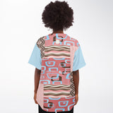 Pink Geo Patchwork Button Front Jersey Baseball Jersey - Thathoodyshop