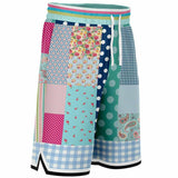 Pink Sherbert Patchwork Plaid Basketball Shorts Basketball Shorts - Thathoodyshop