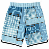 Blue Geo Patchwork Plaid Basketball Shorts Basketball Shorts - Thathoodyshop