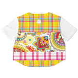 Ashbury Heights Plaid Cropped Button Front Jersey Cropped Baseball Jersey - AOP - Thathoodyshop