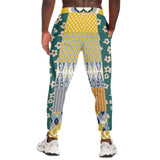 Tallulah Bankhead Yellow Ikat Patchwork Unisex Fleece Joggers Fleece Joggers - Thathoodyshop