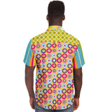 Hello Janis! Yellow Geo Print Short Sleeve Button Down Shirt Short Sleeve Button Down Shirt - Thathoodyshop