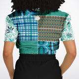 Turquoise Tonight Cropped Sweater Athletic Cropped Short Sleeve Sweatshirt - AOP - Thathoodyshop