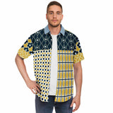 Dauphin Patchwork Stripe Button Down Shirt Short Sleeve Button Down Shirt - Thathoodyshop