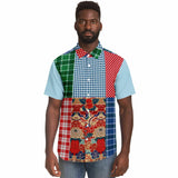 Busan Fleur Plaid Patchwork Button Down Shirt Short Sleeve Button Down Shirt - Thathoodyshop
