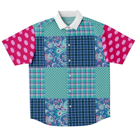 Cerulean Plaid Button Down Shirt Short Sleeve Button Down Shirt - Thathoodyshop