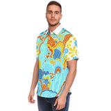 Blue Bullwinkle S/S Button Down Shirt Short Sleeve Button Down Shirt - AOP - Thathoodyshop