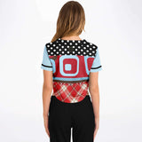 Red Pacific Palisades Geo Cropped Button Front Jersey Cropped Baseball Jersey - Thathoodyshop