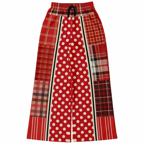 Jersey Salsa SW Polka Patchwork Stretchy Phat Bellbottoms Flare Leg Pants - Thathoodyshop