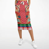 Busan Fleur Plaid Patchwork Long Pocket Skirt Long Pocket Skirt - Thathoodyshop