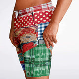 Busan Fleur Floral Plaid Patchwork Compression Activity Shorts Running Shorts - Thathoodyshop