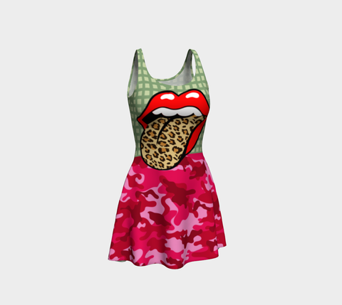 Green Apple Leopard III Dress Flare Dress - Thathoodyshop