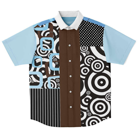 Pacific Palisades Patchwork Button Down Shirt Short Sleeve Button Down Shirt - Thathoodyshop