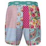 Pink Sherbert Floral Patchwork Compression Activity Shorts Compression Shorts - Thathoodyshop