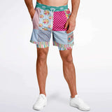 Pink Sherbert Floral Patchwork Compression Activity Shorts Compression Shorts - Thathoodyshop