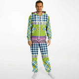 Kaleido-Scape Purple Plaid Patchwork Fleece Unisex Romper Romper - Thathoodyshop