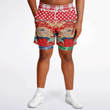Busan Fleur Floral Plaid Patchwork Compression Activity Shorts Running Shorts - Thathoodyshop