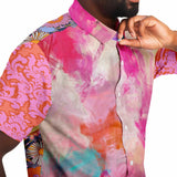 Bahama Mama Patchwork Plaid Floral Short Sleeve Button Down Shirt Short Sleeve Button Down Shirt - Thathoodyshop