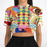 Pink Paisley Visage Cropped Sweater Cropped Sweater - Thathoodyshop